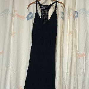 Moda International By Victoria Secret Black Crochet Racerback Maxi Dress M